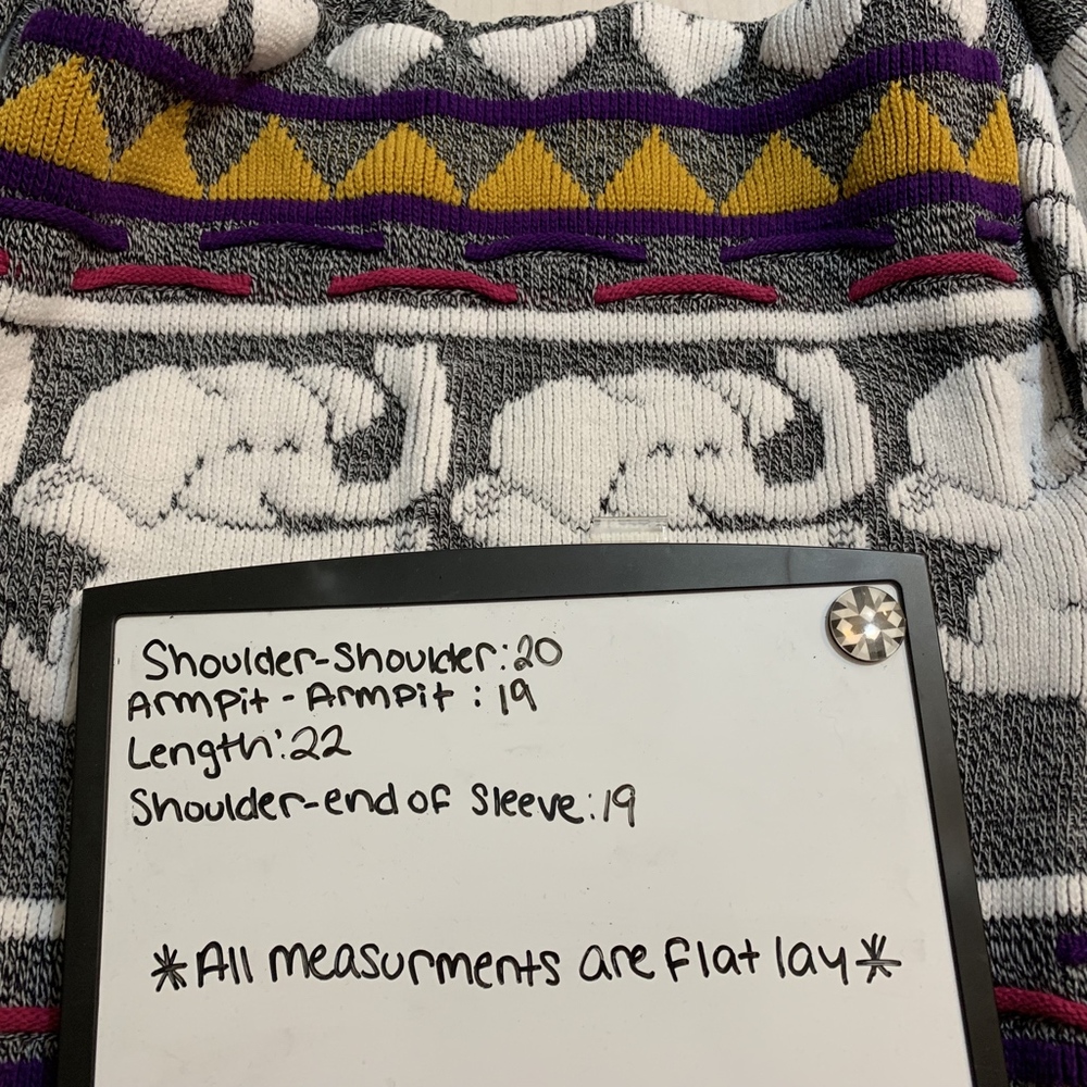 womens rose sweater elephants multi colored - Picture 5 of 5